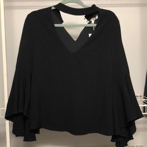 Black Bell Sleeve Choker Top